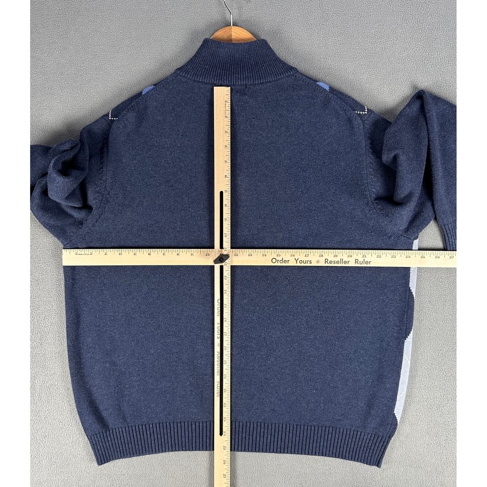 Brooks Brothers Quarter Zip Sweater XL Blue Argyle 346 Supima Cotton Old Money‎ - Picture 4 of 5